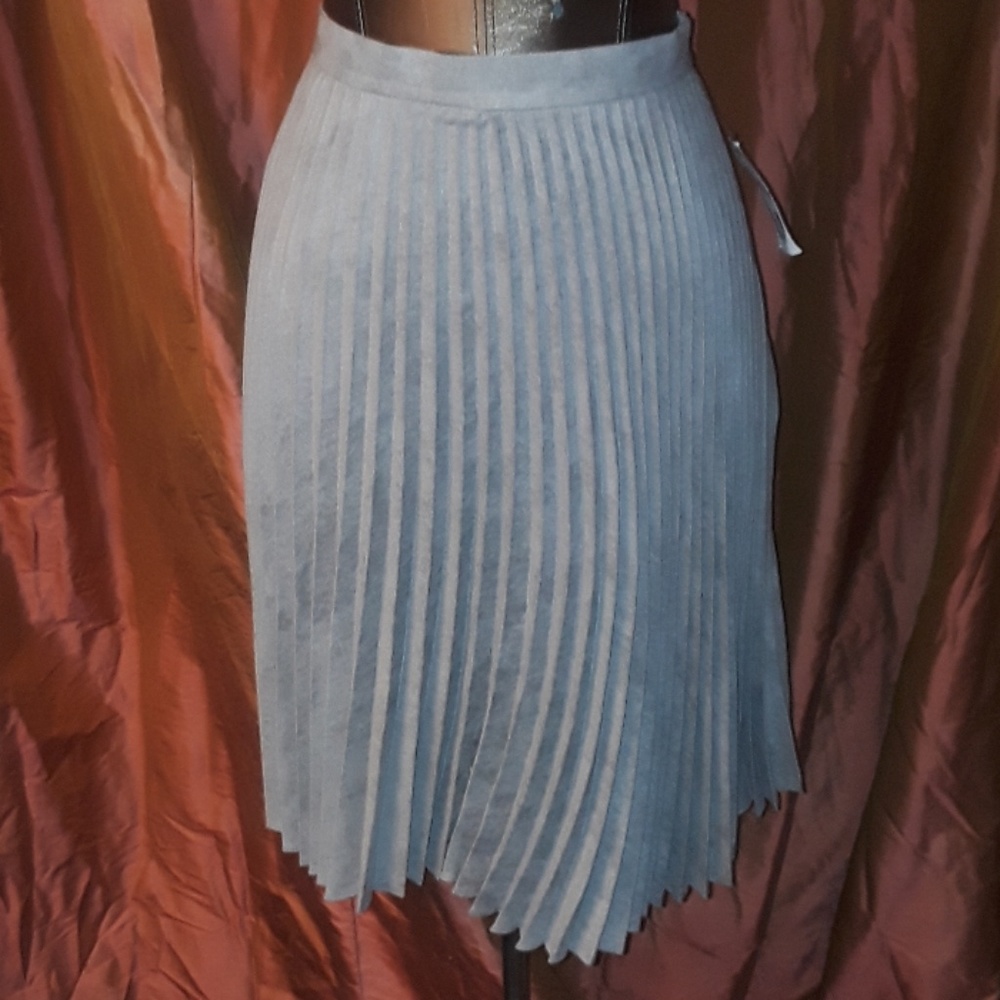 ** Valerie Stevens Soft Pleate Side Zip Skirt Gray